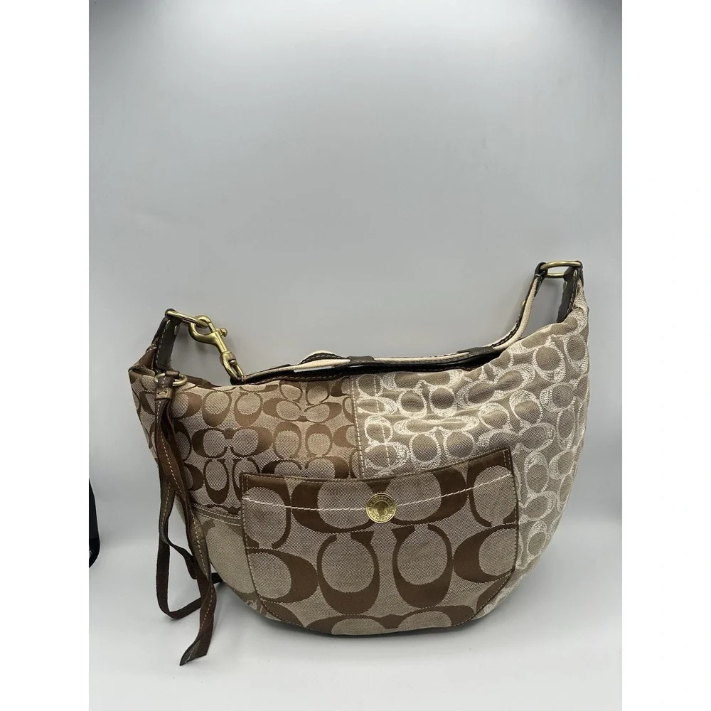 Vintage Coach Signature Patchwork Hobo Bag 10233 Y2K (2006) Gold, Beige, Brown